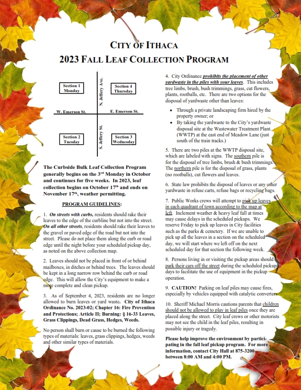 ithaca fall leaf pickup poster 2023 001