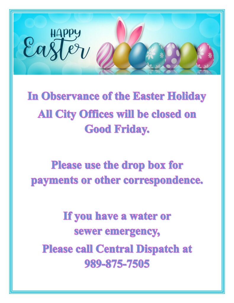 Easter city office holiday closure notice.