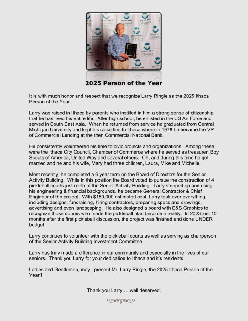 2025 ithaca person of the year larry ringle 001 Larry Ringle honored as 2025 Ithaca Person of the Year.