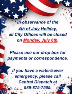 City offices closed for Fourth of July holiday