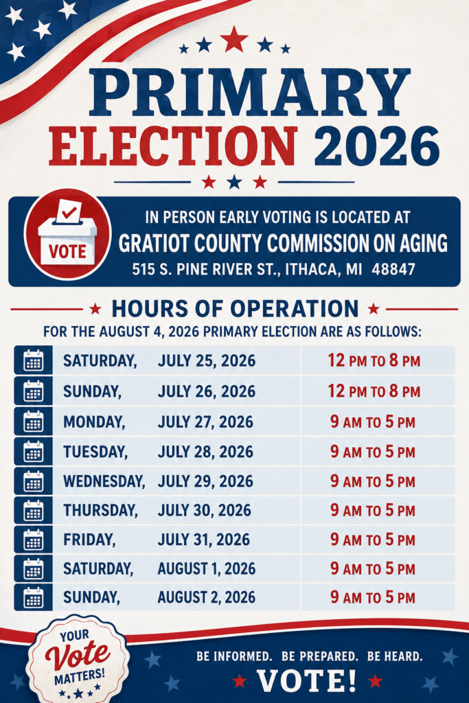 Primary Election 2026 early voting schedule poster