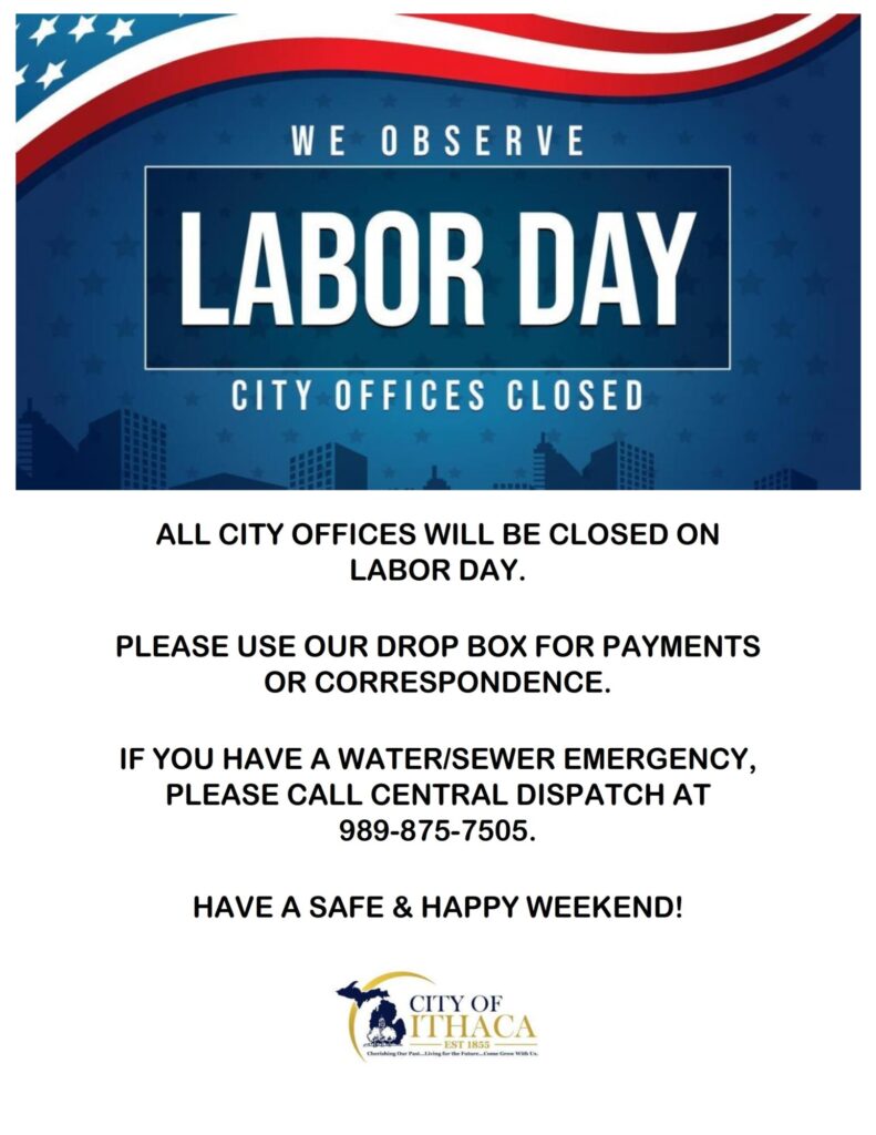 City of Ithaca Labor Day office closure notice